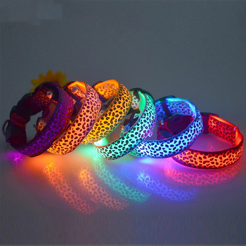 Collar Led Light Night Safety Leopard