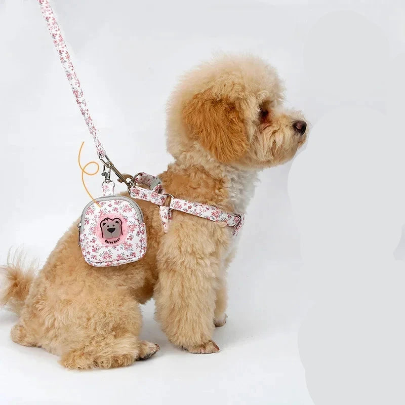 Pet Harness Leash Set Floral Dog