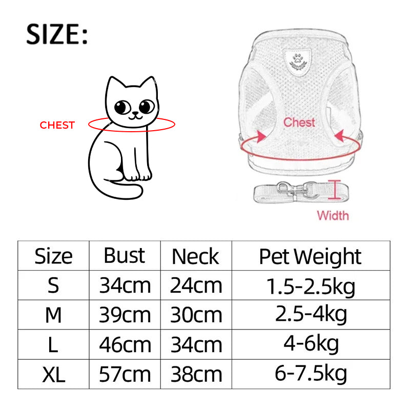 Cat Harness Vest Walking Lead Leash