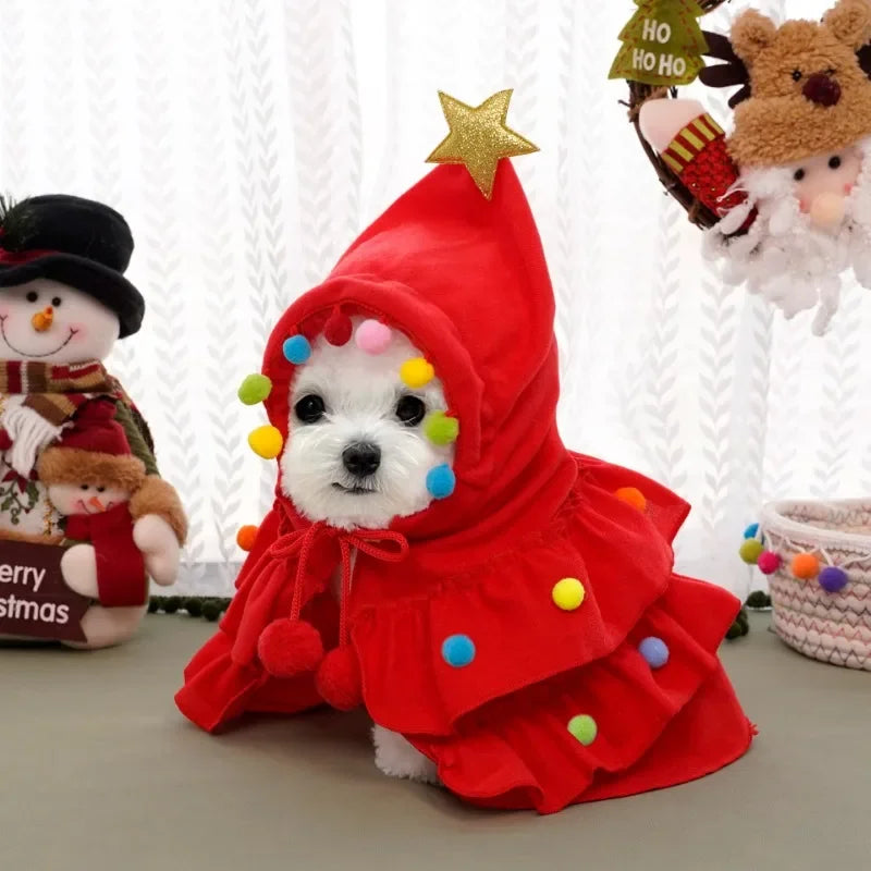 Christmas Dog Cloak Pet Cape