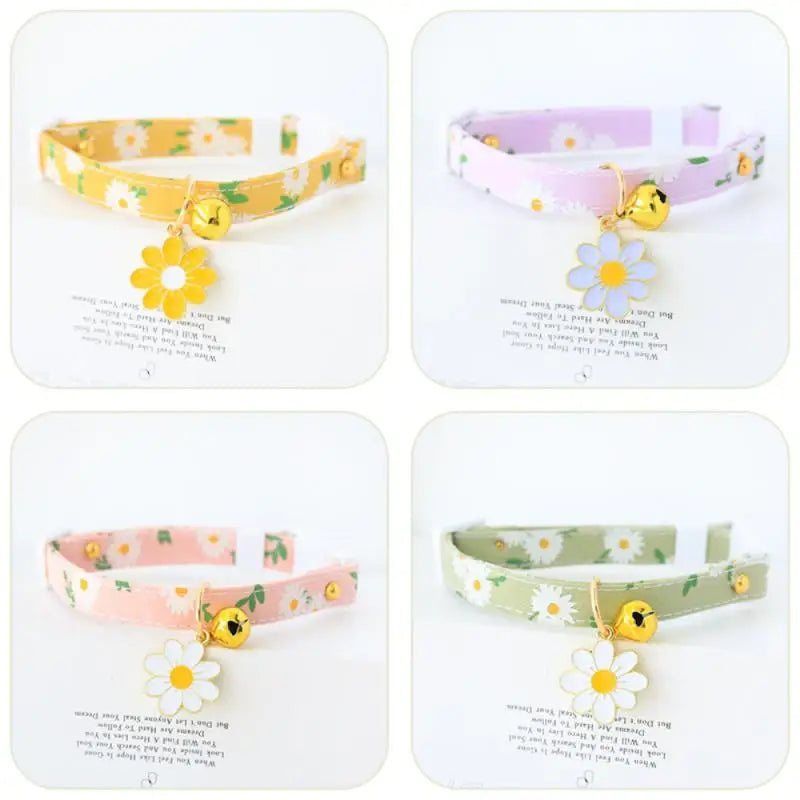 2PCS Cute Cat Collars With Flower Pendant