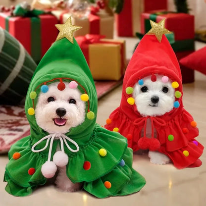 Christmas Dog Cloak Pet Cape